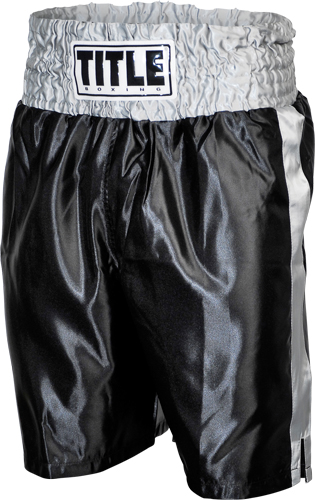 TITLE Classic Stock Boxing Trunks - Black/Silver